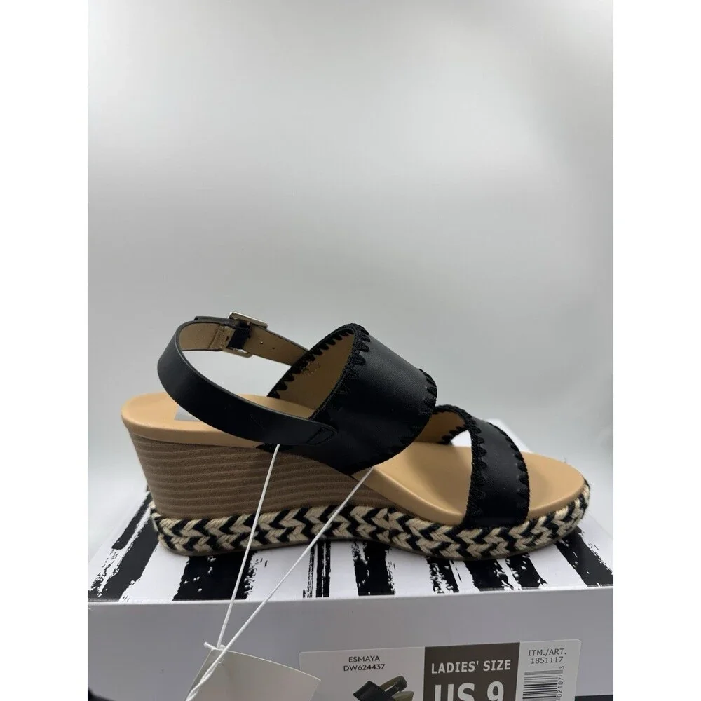 Dolce Vita Black Esmaya Espadrille Platform Wedge Sandals NEW Size 9